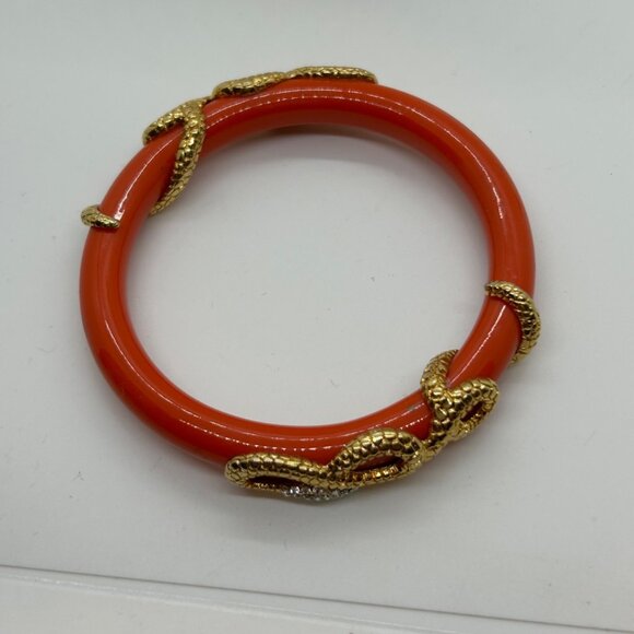Coral Snake Bangle Bracelet Gold Snake Serpent Crystals Animal Wrap Statement - Picture 9 of 10